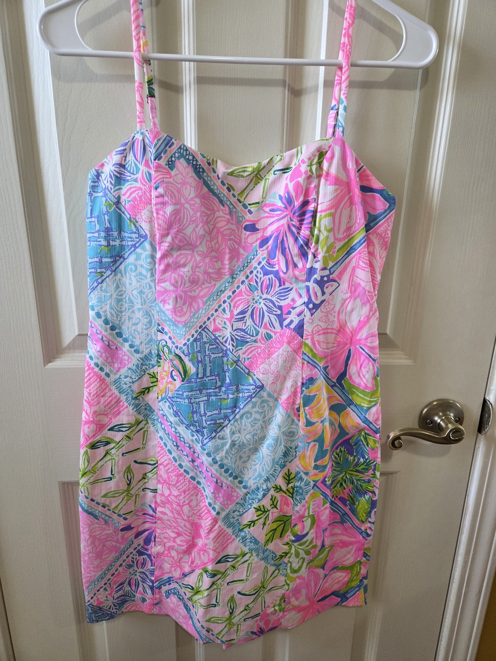 Lilly Pulitzer Pink Blue Green Floral Patchwork Sundress